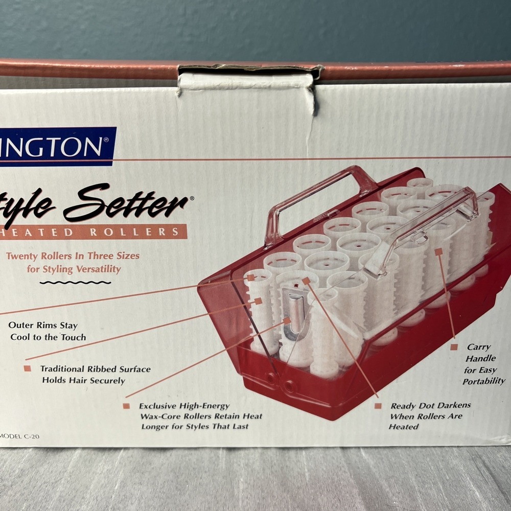 VTG Remington Style Setter 20 Heated Hot Rollers Hair Curlers Wax Core C-20 Box - Picture 5 of 10